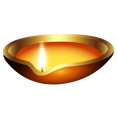 Diwali Decoration Single Golden Diya Sticker